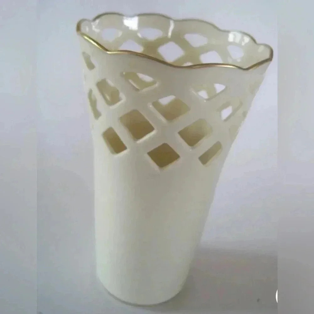 Lenox Cream Gold Trim Fine China Vase